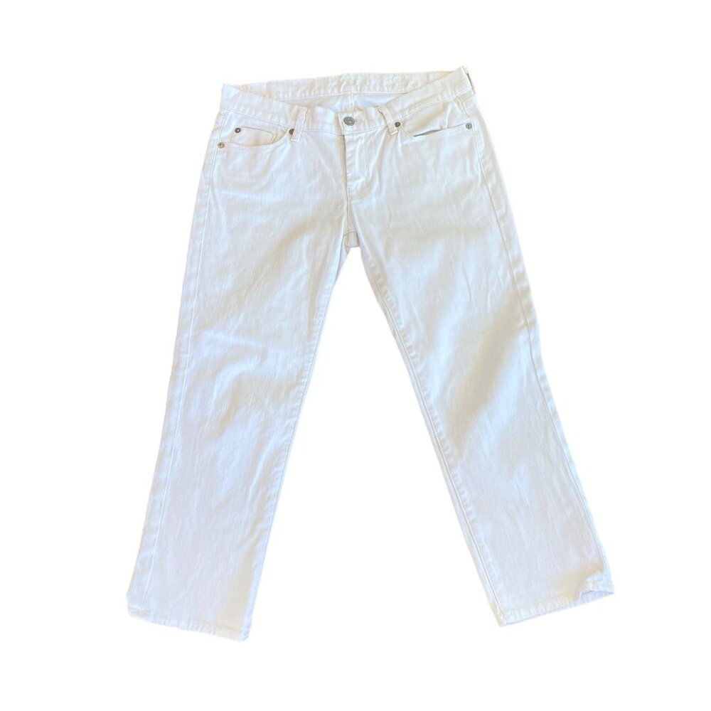 7 for all Mankind White Capris Pants 28 7FAMK Cotton Stretch Flap pockets - Picture 3 of 12